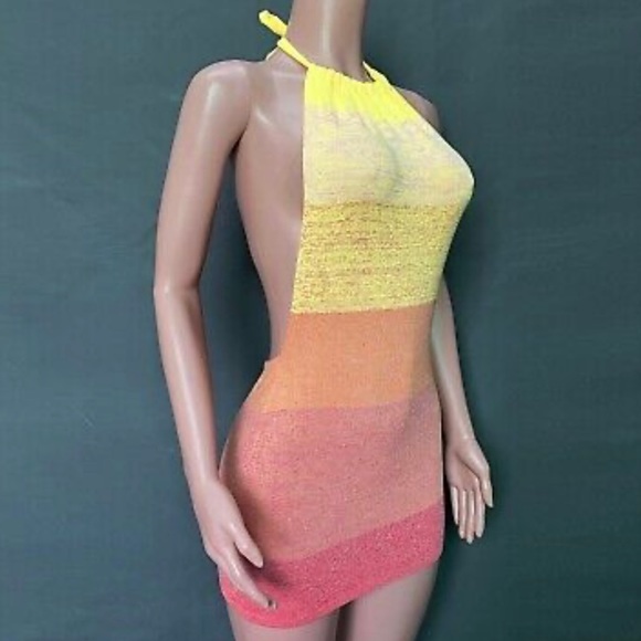 Ombré knit sunset halter mini dress - Picture 5 of 6